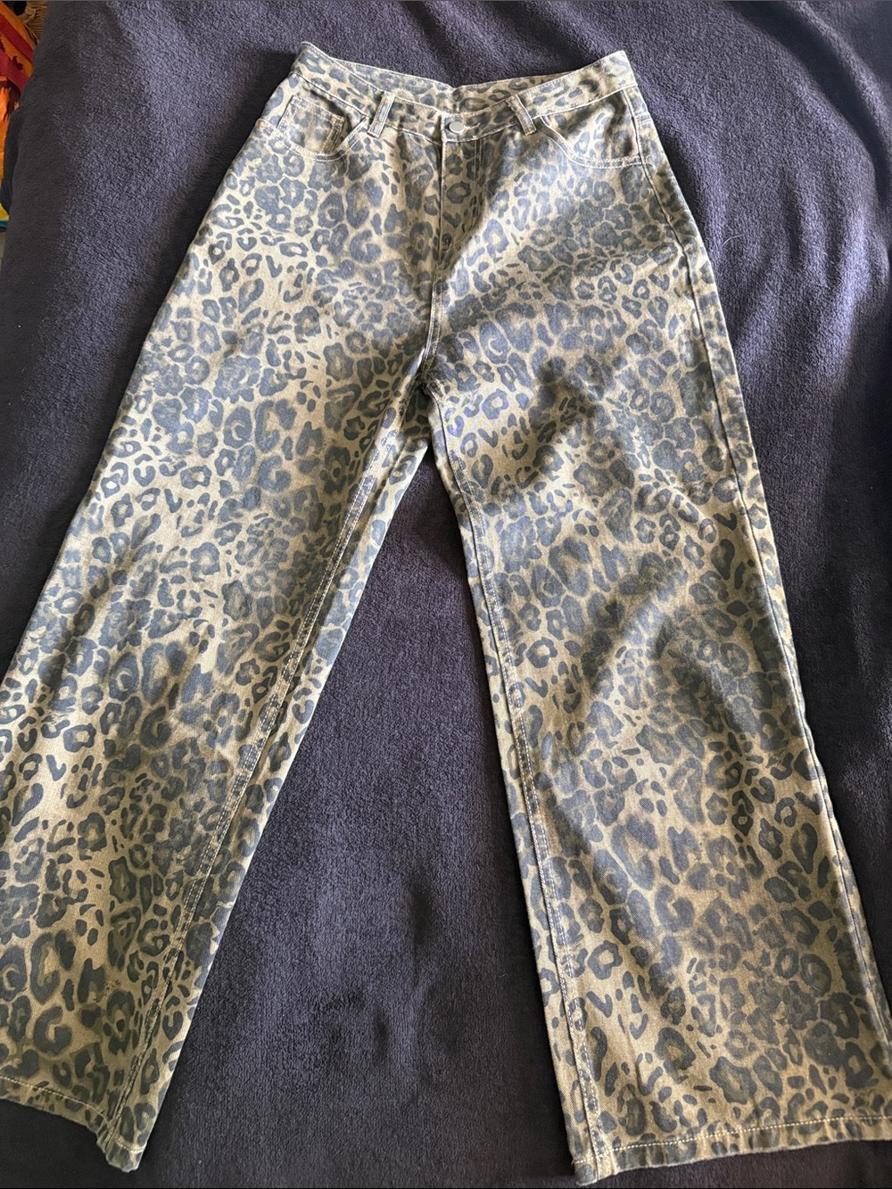 High-Rise Wide Leg Jeans in Taupe Leopard Print